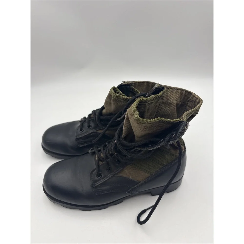 Rothco Military Jungle Boots Mens Combat Black Leather Olive Canvas 7R